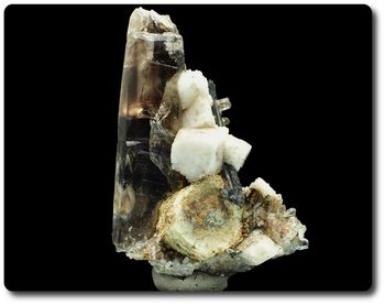 28.7 grams. PARISITE, ORTHOCLASE & SMOKY QUARTZ