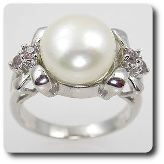 BAGUE GRENAT & PERLE