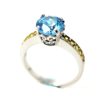 BLUE ZIRCON & YELLOW SAPPHIRE RING