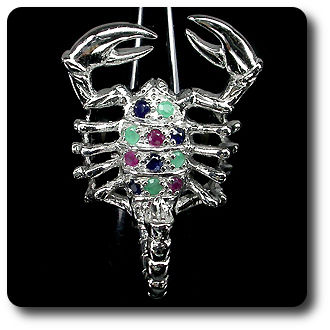 EMERALD RUBY SAPPHIRE SCORPION RING
