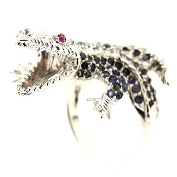 RUBY SAPPHIRE CROCODILE RING