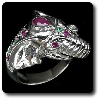 EMERALD RUBY SAPPHIRE ELEPHANT RING