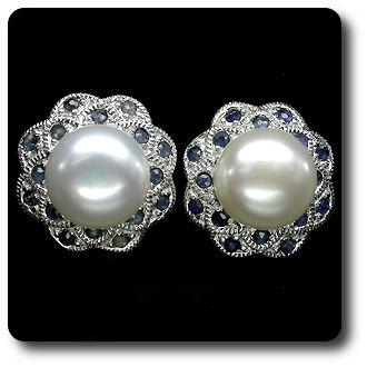 BOUCLES D'OREILLE PERLE & SAPHIR