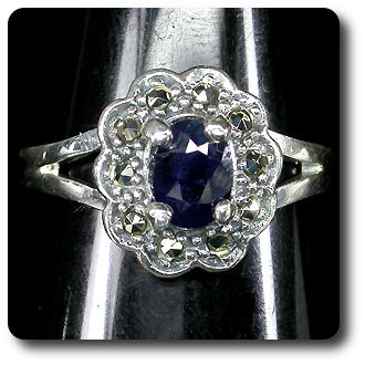 BLUE SAPPHIRE & MARCASITE RING