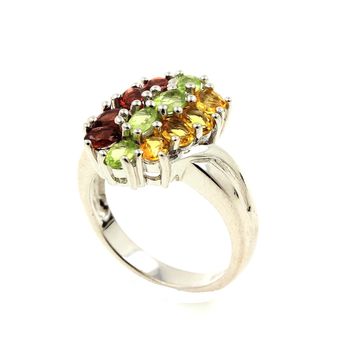 GARNET PERIDOT CITRINE RING