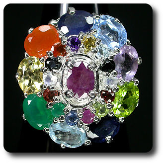 BAGUE CITRINE AMETHYSTE PERIDOT GRENAT