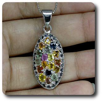 PENDENTIF SAPHIR MULTICOLORE & RUBIS