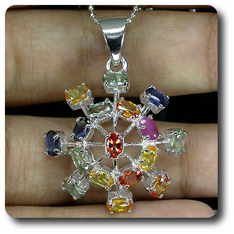 MULTICOLOR SAPPHIRE & RUBY PENDANT