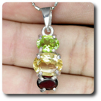 PERIDOT CITRINE GARNET PENDANT