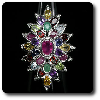 AMETHYST CITRINE GARNET RING