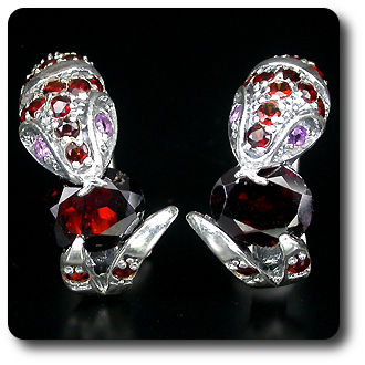 GARNET & AMETHYST COBRA EARRINGS