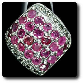 BAGUE RUBIS & MARCASSITE