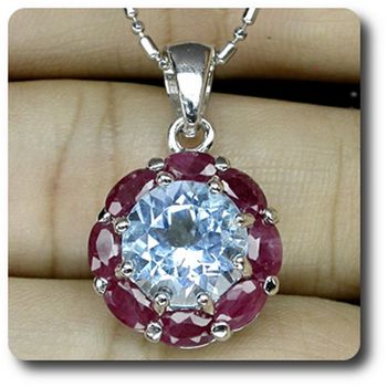 PENDENTIF TOPAZE & RUBIS
