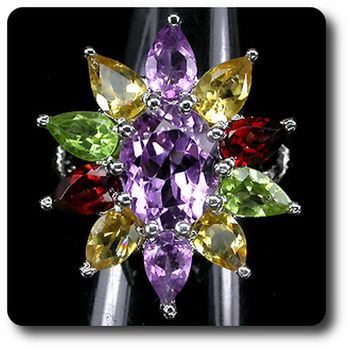 BAGUE CITRINE PERIDOT AMETHYSTE