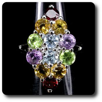 BAGUE CITRINE PERIDOT AMETHYSTE