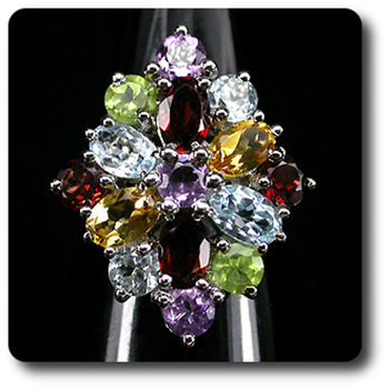 CITRINE PERIDOT AMETHYST RING