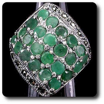 BAGUE EMERAUDE & MARCASSITE