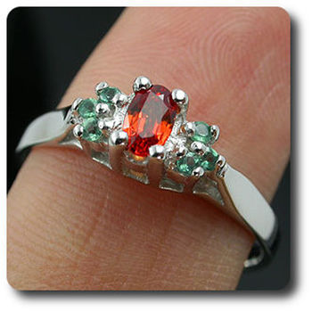 ORANGE SAPPHIRE & ALEXANDRITE RING
