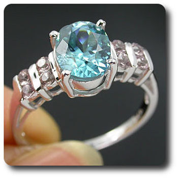 BLUE ZIRCON & GARNET RING