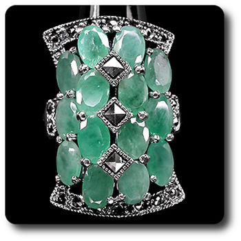 BAGUE EMERAUDE & MARCASSITE