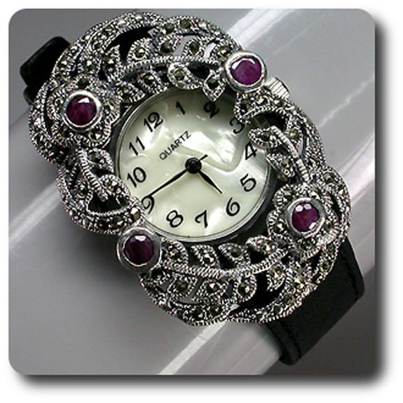 RUBY & MARCASITE WATCH