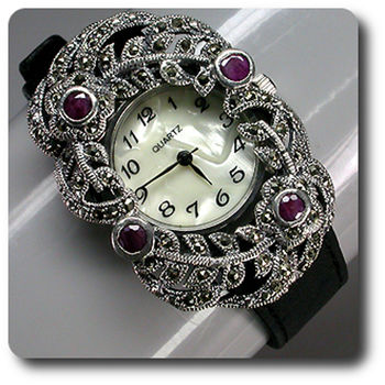 RUBY & MARCASITE WATCH