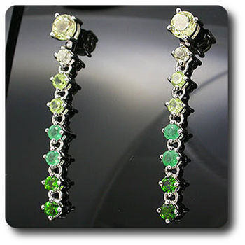 BOUCLES D'OREILLE LABRADORITE EMERAUDE