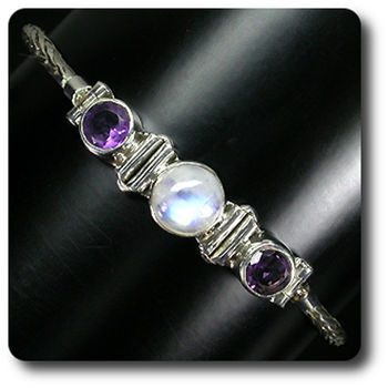 MOONSTONE,AMETHYST BRACELET