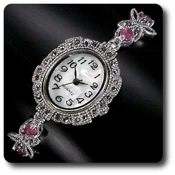 RUBY & MARCASITE WATCH