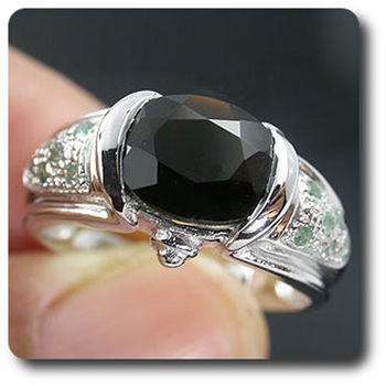 METEORITE TEKTITE & ALEXANDRITE RING
