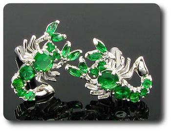 11x2-8 mm Green Emerald Scorpion Cufflink