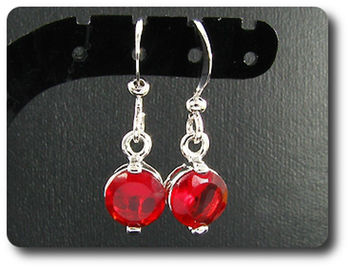 2x7mm Red Ruby Earrings