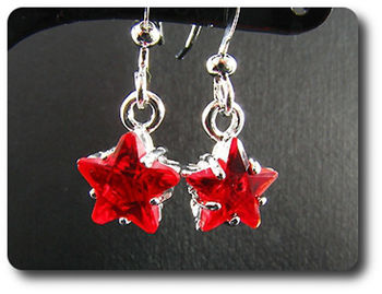 2x8mm Red Ruby Earrings