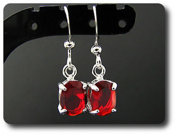 2x8mm Red Ruby Earrings