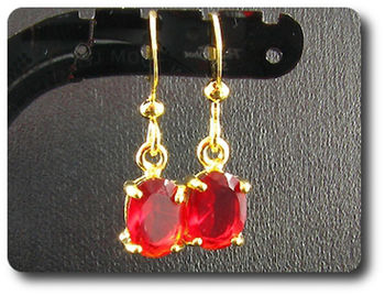 2x8mm Red Ruby Earrings