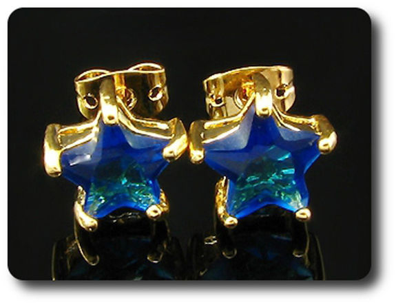 BOUCLES D'OREILLE SAPHIR BLEU