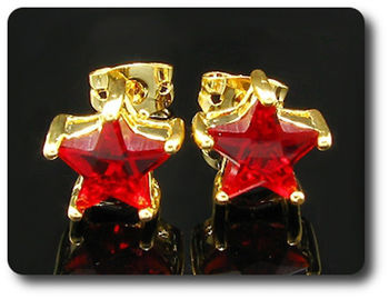 2x8mm Red Ruby Earrings