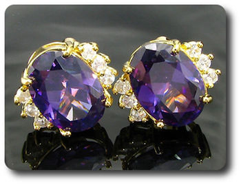 2x18mm Simulated Amethyst Cufflink