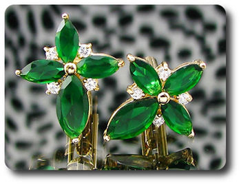 4x10~15mm Green Emerald Cufflink for women