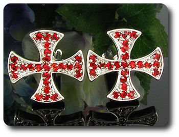 50x2mm Simulated Red Ruby Cufflink