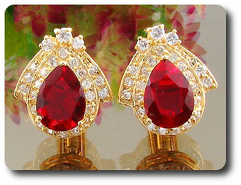 2x14mm Red Ruby Cufflink for women