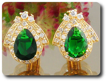2x14mm Green Emerald Cufflink for women