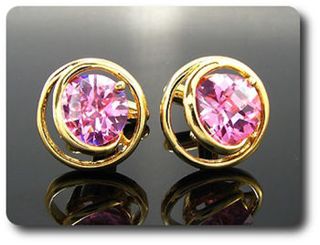 2x14mm Pink Sapphire Cufflink for women