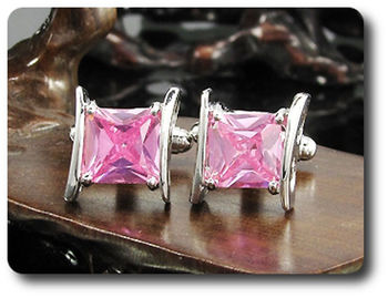 2x10mm Pink Sapphire Cufflink for women