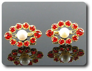 20x6-5 mm Red Ruby & White Pearl Cufflink for women