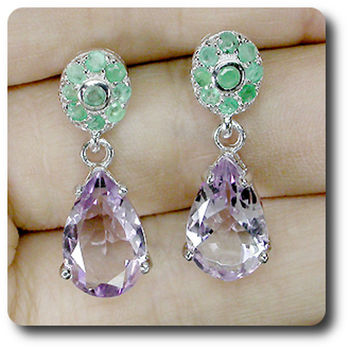 AMETHYST & EMERALD EARRINGS