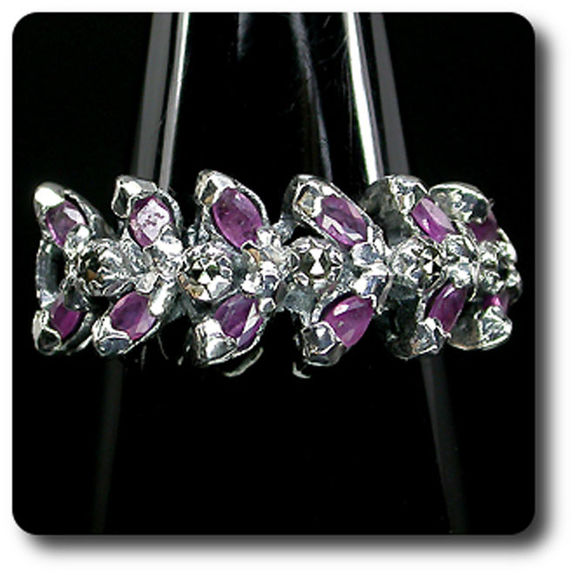 BAGUE RUBIS & MARCASSITE