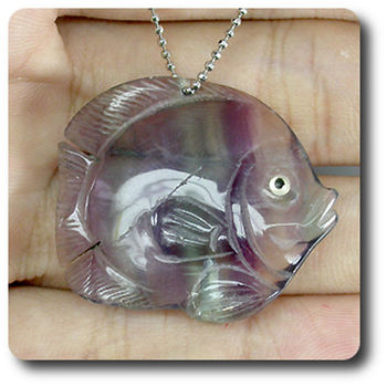 44,11 cts CARVED FISH FLUORITE PENDANT