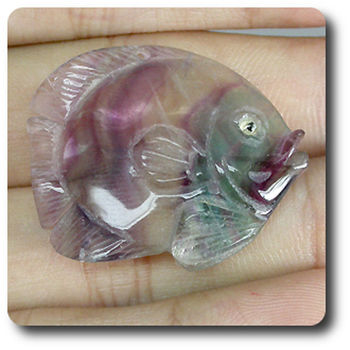 34.71 cts CARVED FISH FLUORITE PENDANT
