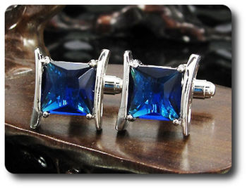 2x10 mm Blue Sapphire Cufflink for women